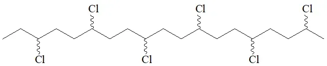 염소화 파라핀(CnH2n+2-mClm)의 화학 구조 다이어그램