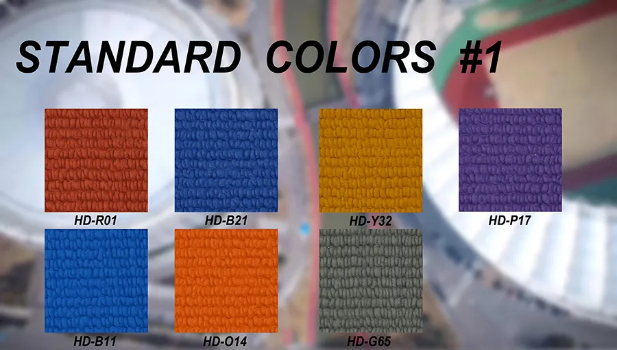 Muestras de pistas de atletismo Huadong Track en diferentes colores